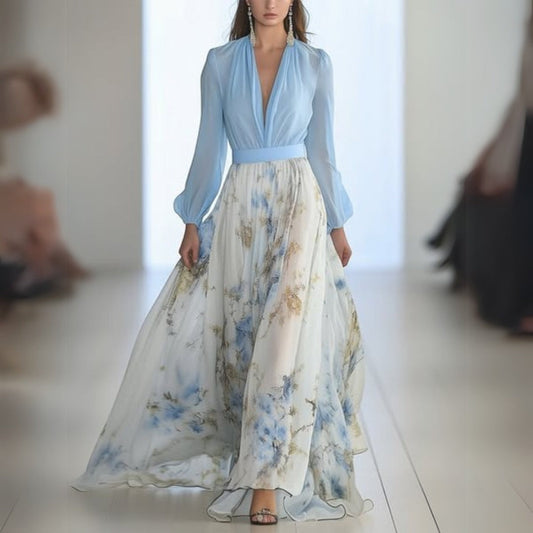 Rita – Pastelbloemen maxi-jurk met vloeiende pasvorm
