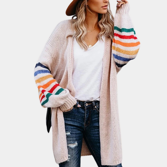 Camilla – oversized cardigan vest met regenboogstrepen