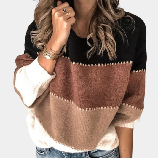 Claire – gebreide streepjes dames sweater