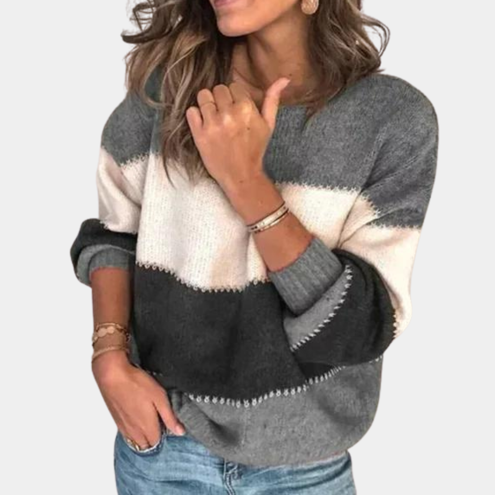 Claire – gebreide streepjes dames sweater