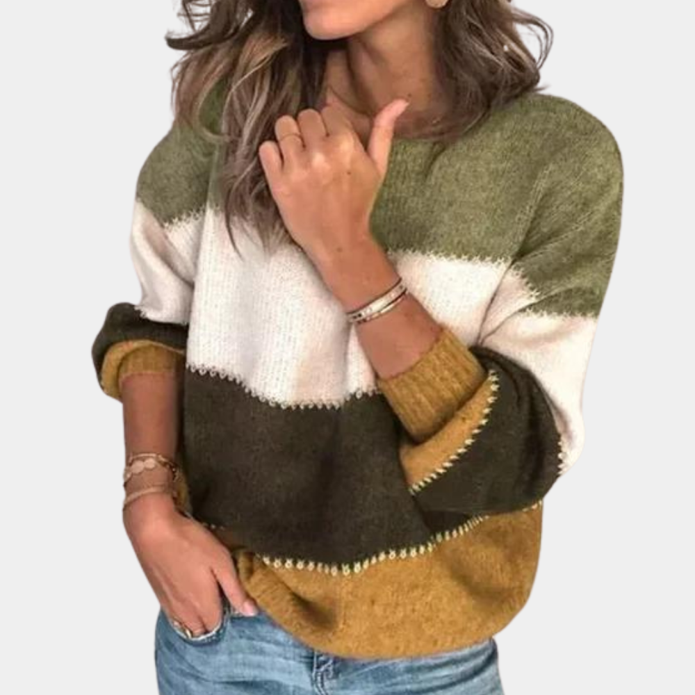 Claire – gebreide streepjes dames sweater