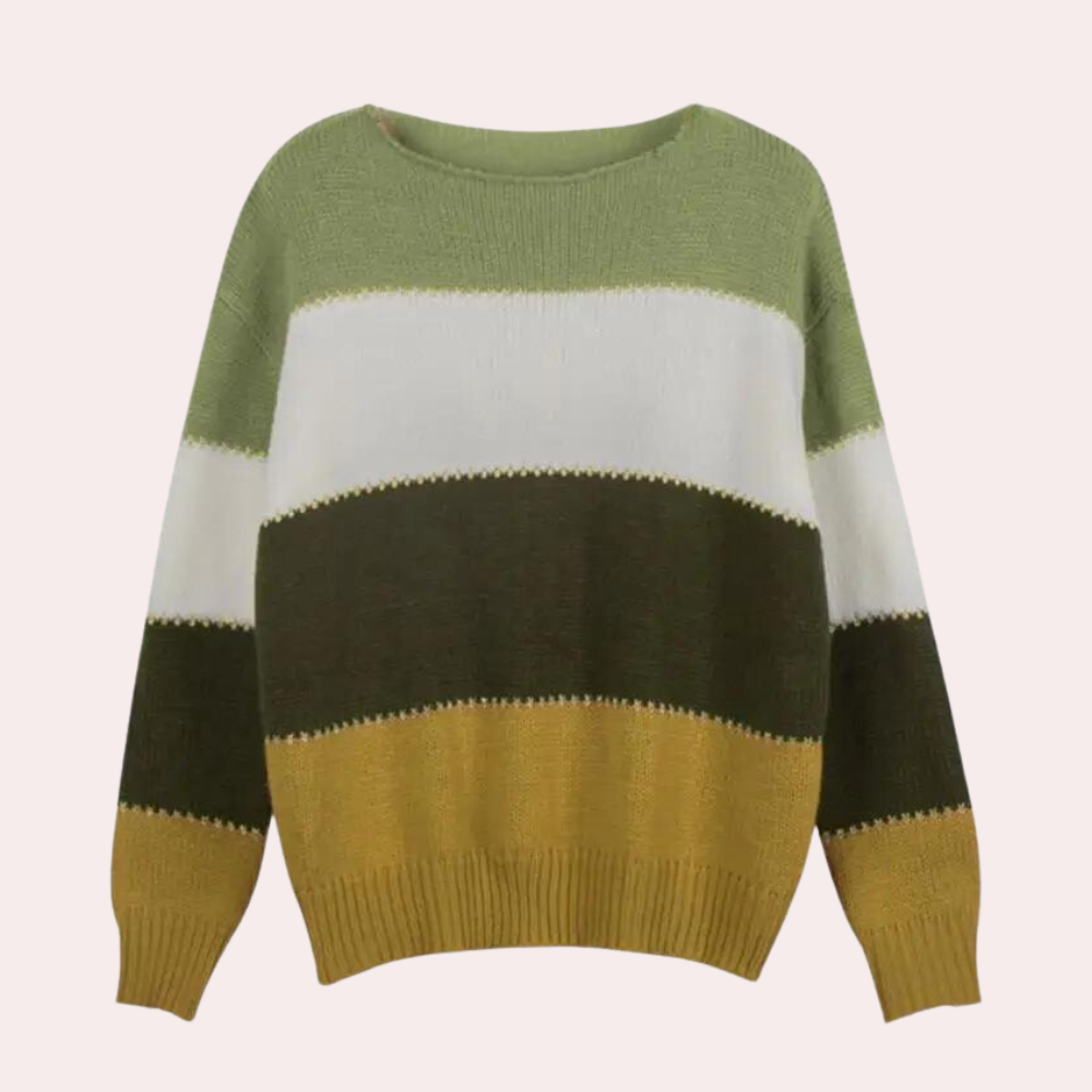 Claire – gebreide streepjes dames sweater