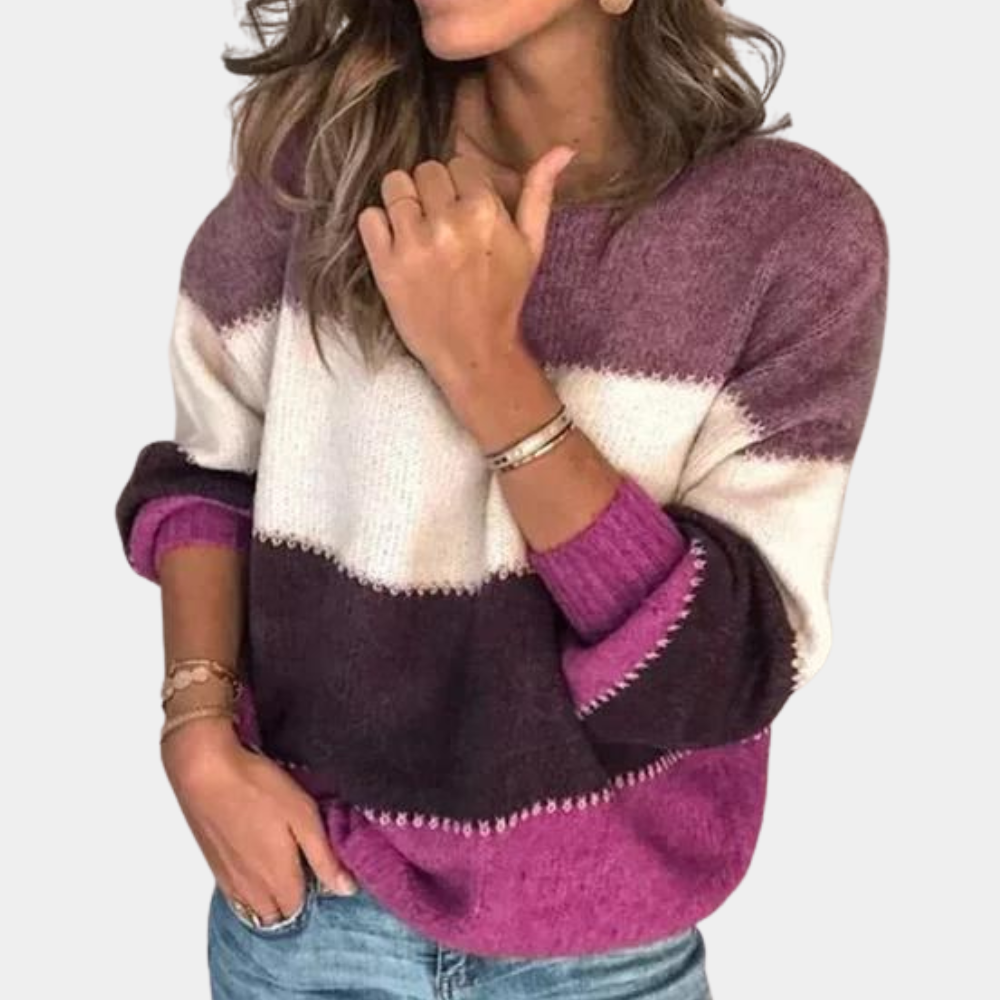 Claire – gebreide streepjes dames sweater