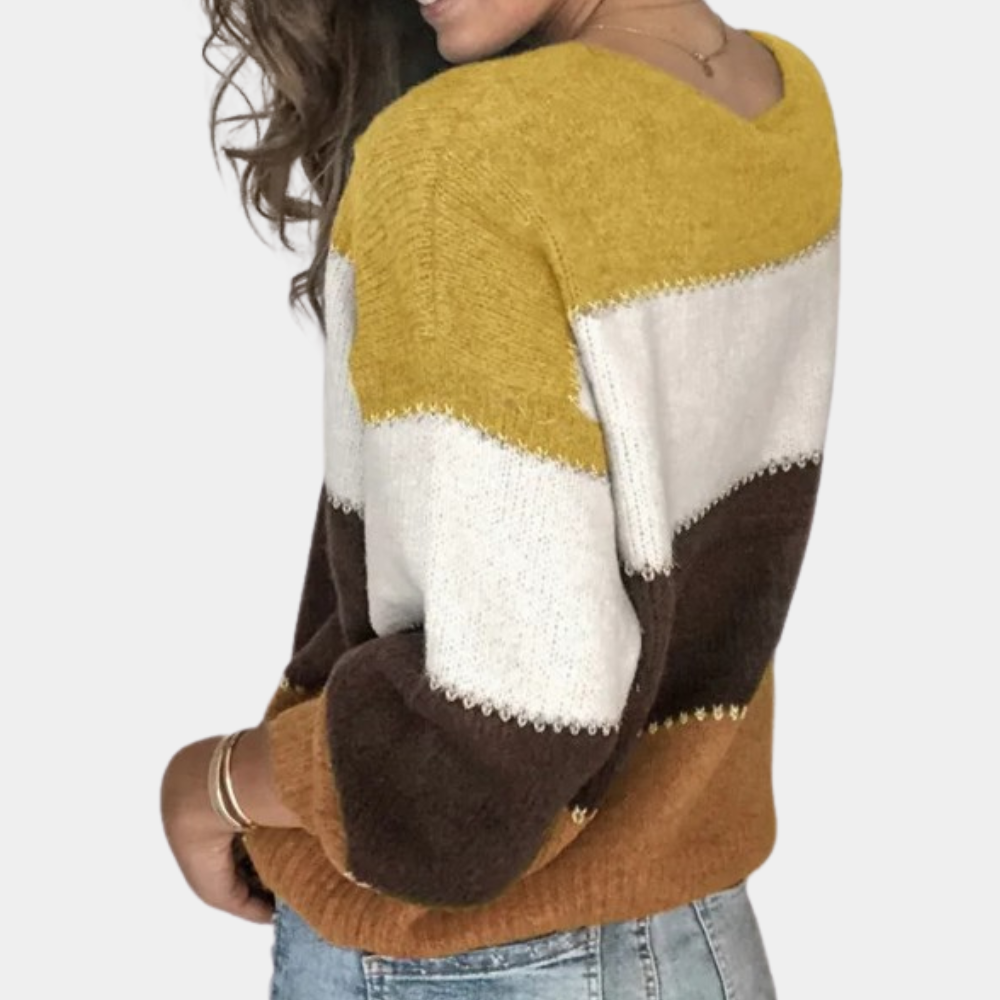Claire – gebreide streepjes dames sweater