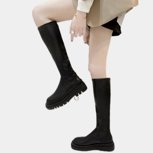 Serdia – overknee laarzen van pu leer met antislipzool en hak