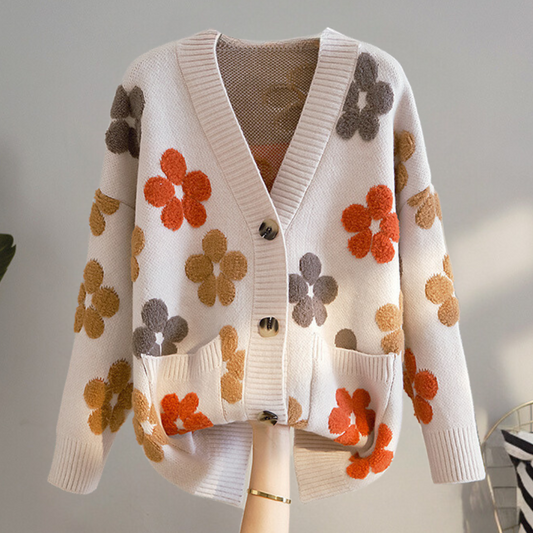 Hannah –  gebloemd cardigan vest met lange mouwen