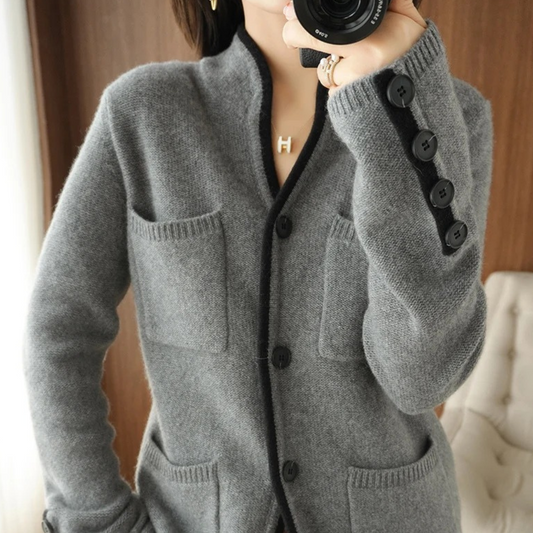 Mahaut – dames cardigan vest met minimalistisch design en zakken