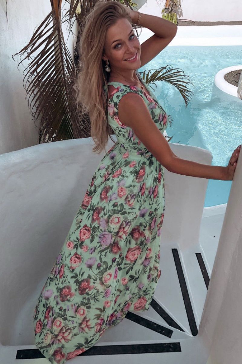 Cira Bloom – Maxi chiffonjurk met bloemenprint