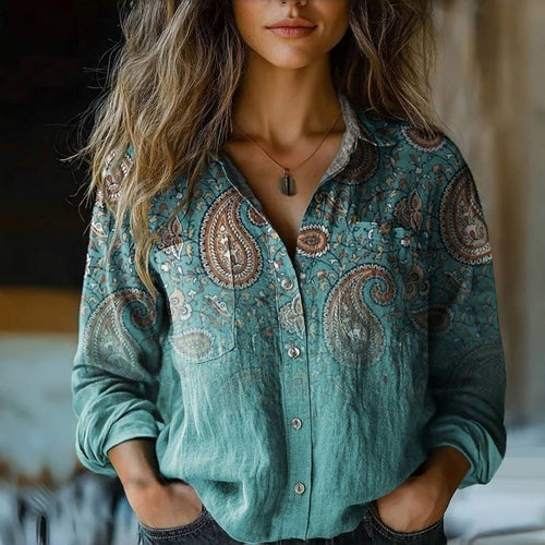 blouse met print en knoopsluiting