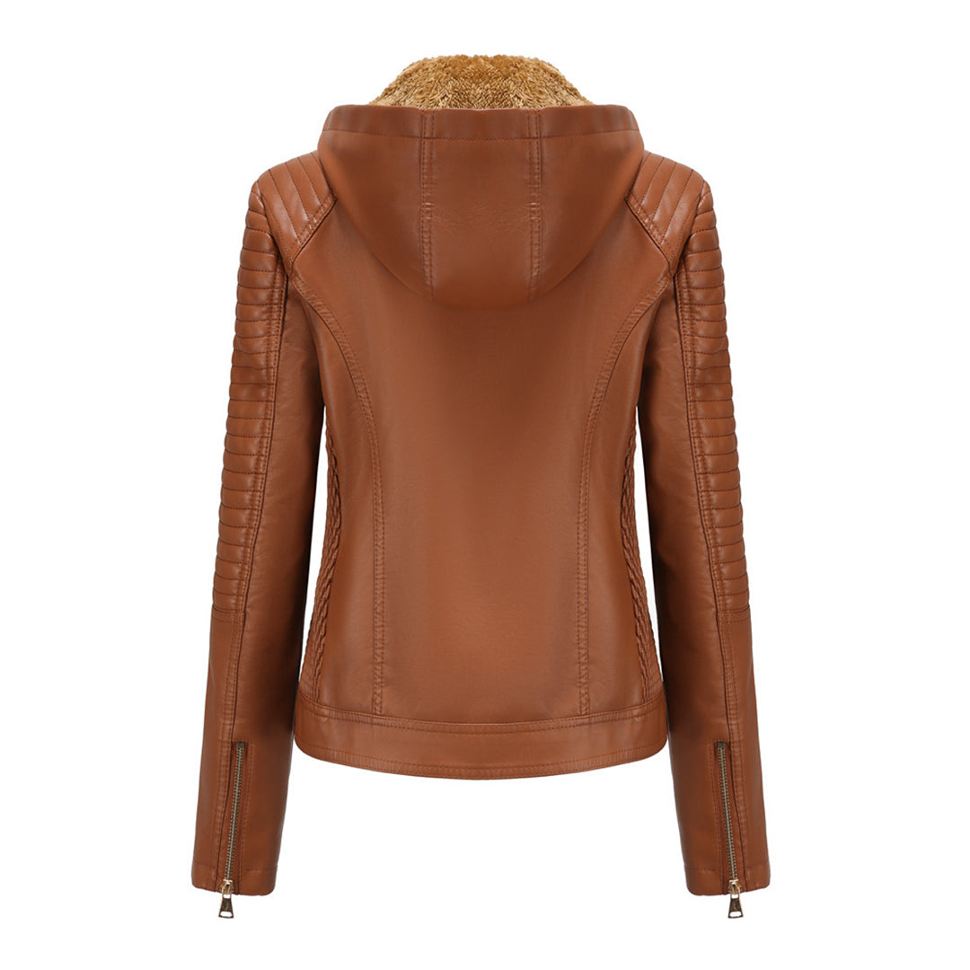 Miriam – leren damesjas met afneembare capuchon en gouden details