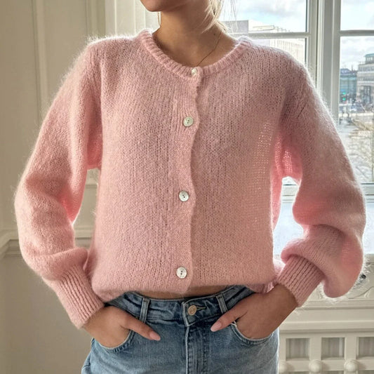 Zoë – gebreid cardigan vest met lange mouwen
