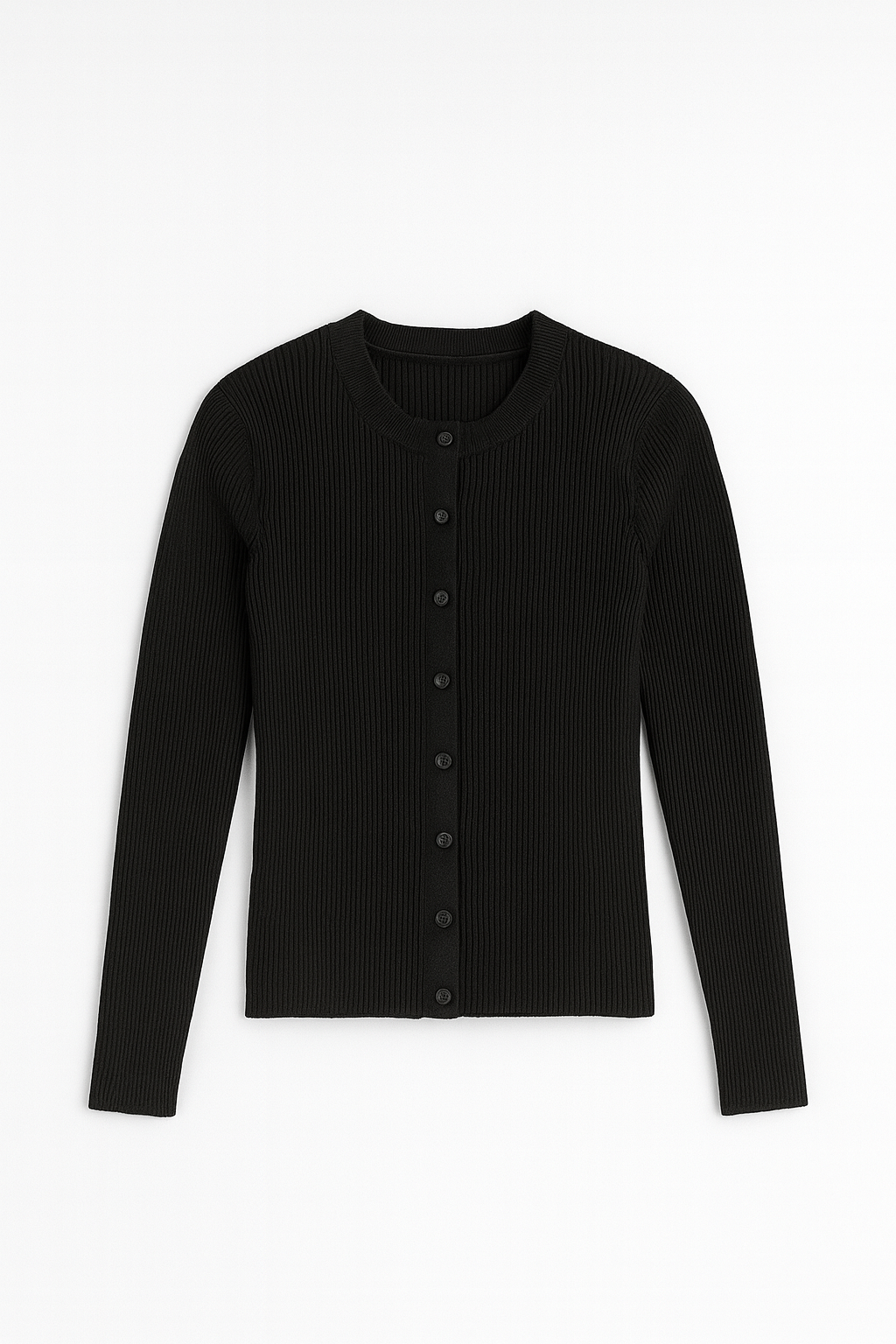 Sara – Ribgebreide Cardigan Vest Met Lange Mouwen