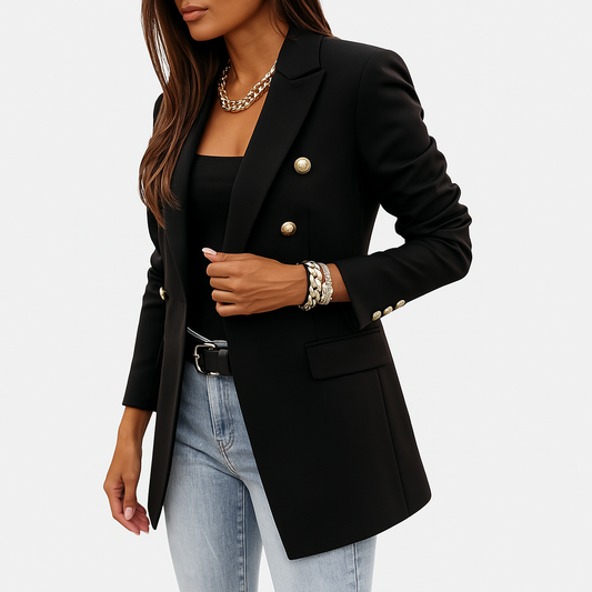 Antonella – Single-breasted Blazer Van Polyester Met Reverskraag
