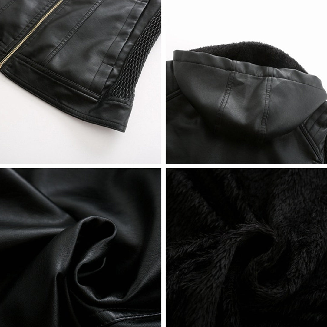 Miriam – leren damesjas met afneembare capuchon en gouden details