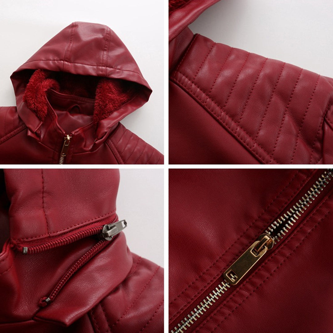 Miriam – leren damesjas met afneembare capuchon en gouden details