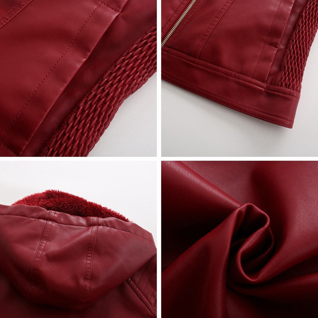 Miriam – leren damesjas met afneembare capuchon en gouden details