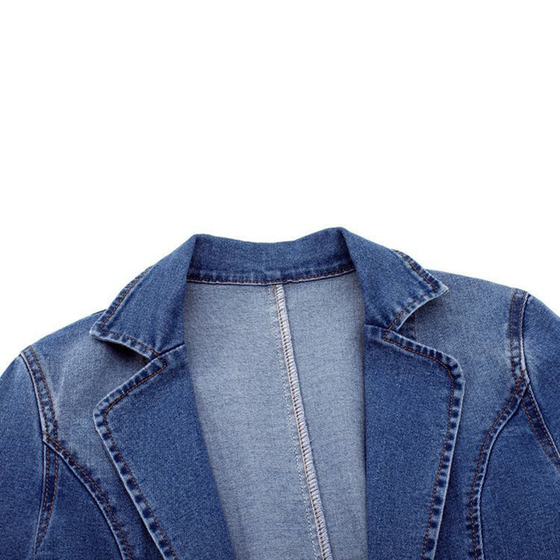 Anneke – dames blazer van denim met getailleerde pasvorm en knoopsluiting
