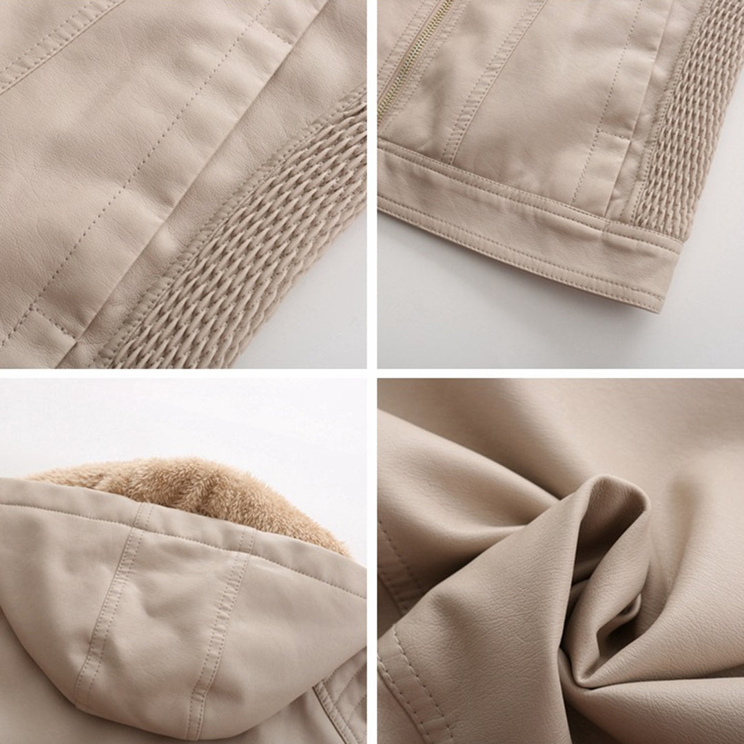 Miriam – leren damesjas met afneembare capuchon en gouden details