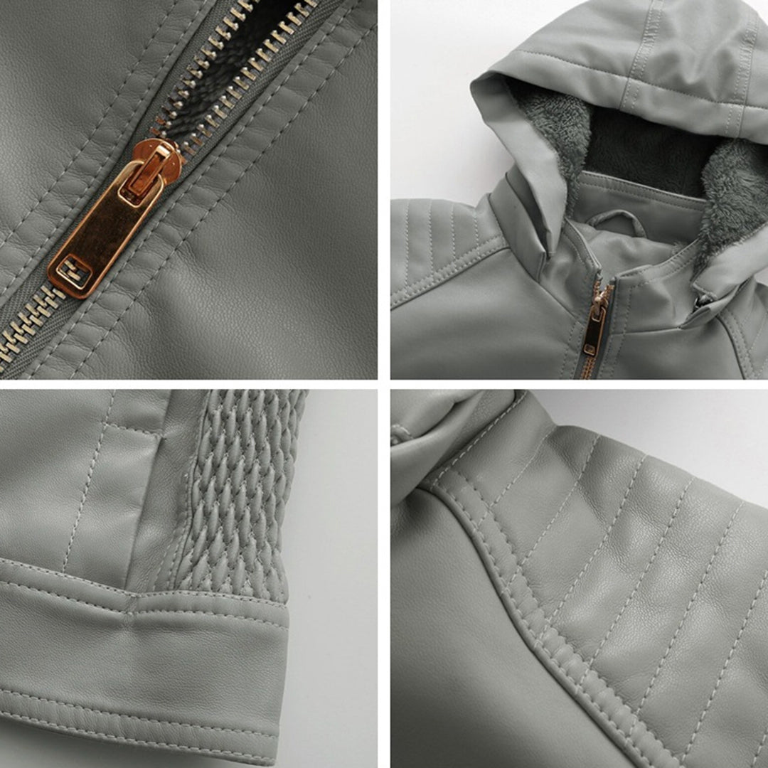Miriam – leren damesjas met afneembare capuchon en gouden details