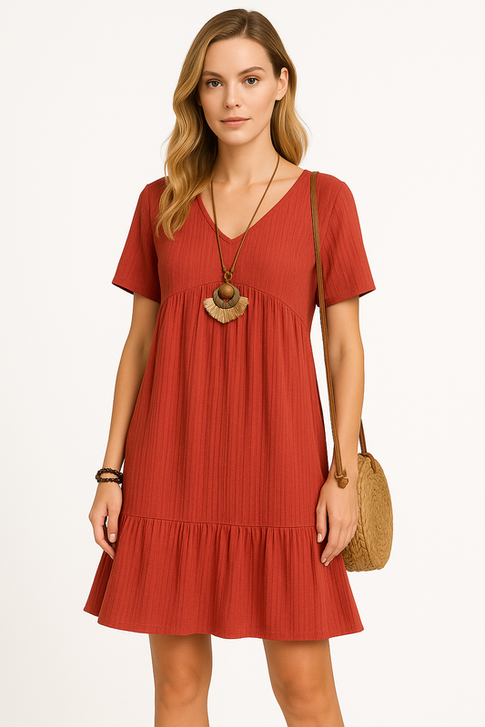 Demi – boho-jurk met volants en halflange mouwen