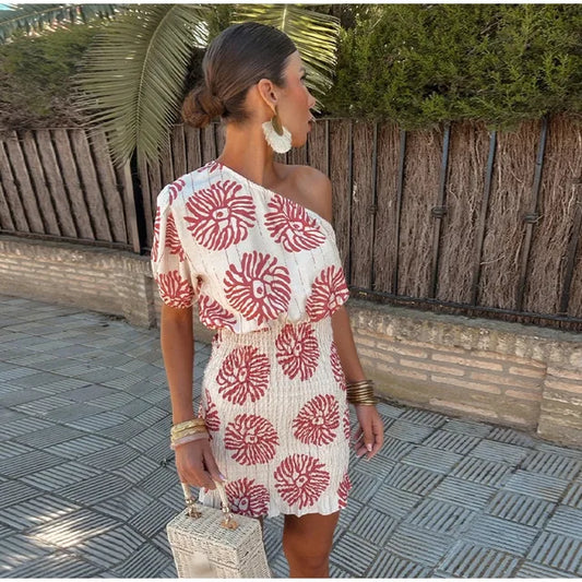 Mara –  One-Shoulder Mini Jurk met subtiele ruches