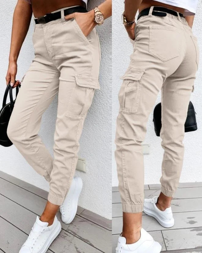 Jane – Getailleerde Dames Cargo Broek Met Elastische Taille