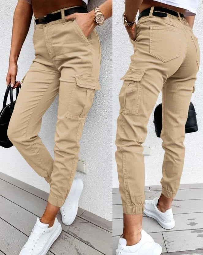 Jane – Getailleerde Dames Cargo Broek Met Elastische Taille