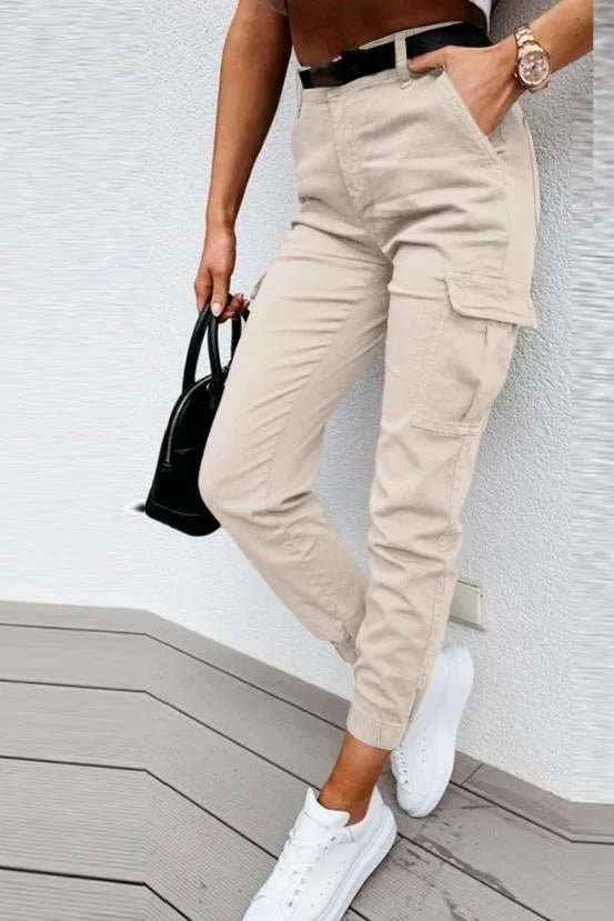 Jane – Getailleerde Dames Cargo Broek Met Elastische Taille