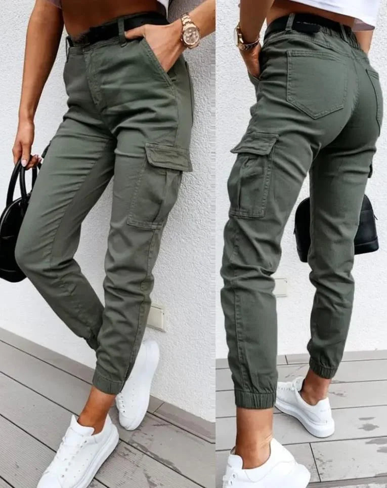 Jane – Getailleerde Dames Cargo Broek Met Elastische Taille