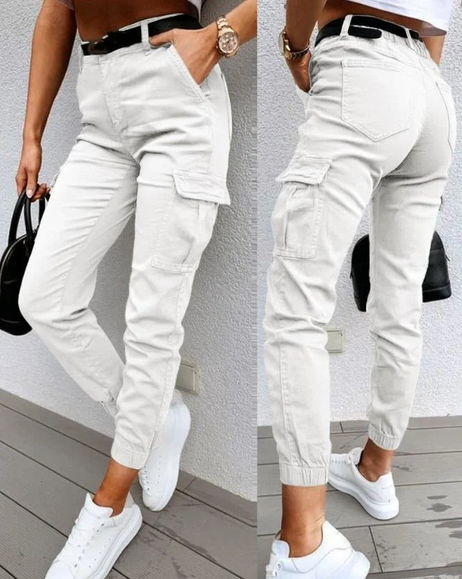 Jane – Getailleerde Dames Cargo Broek Met Elastische Taille