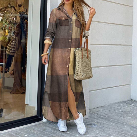 Danica – Geruite blousejurk met knoopsluiting en relaxte pasvorm