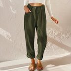 Corduroy broek met rechte pijp en hoge taille