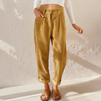 Corduroy broek met rechte pijp en hoge taille