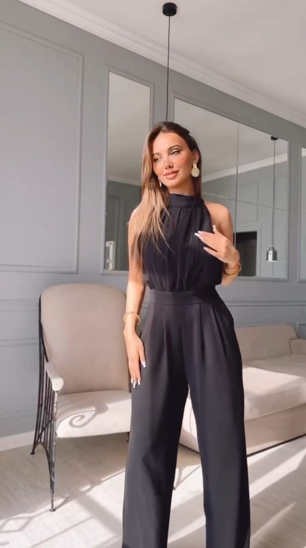 Lara - Luxe satijnen zomer halternek jumpsuit