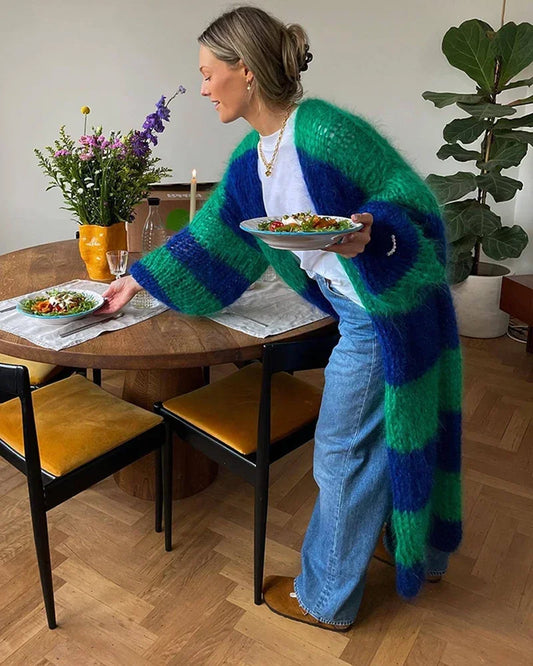 Julie – oversized cardigan vest met streeppatroon en zachte knit