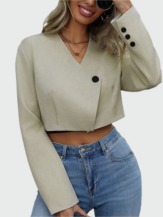 Romy –  cropped jas met structuur en luxe afwerking