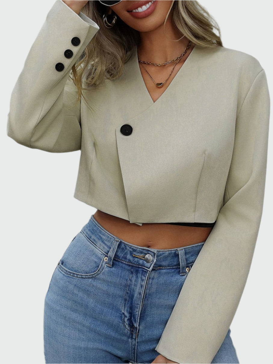Romy –  cropped jas met structuur en luxe afwerking