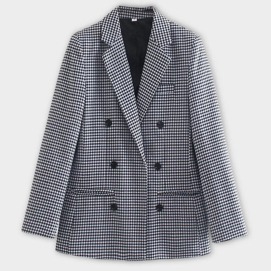 Celine – geruite damesblazer met dubbele knopen