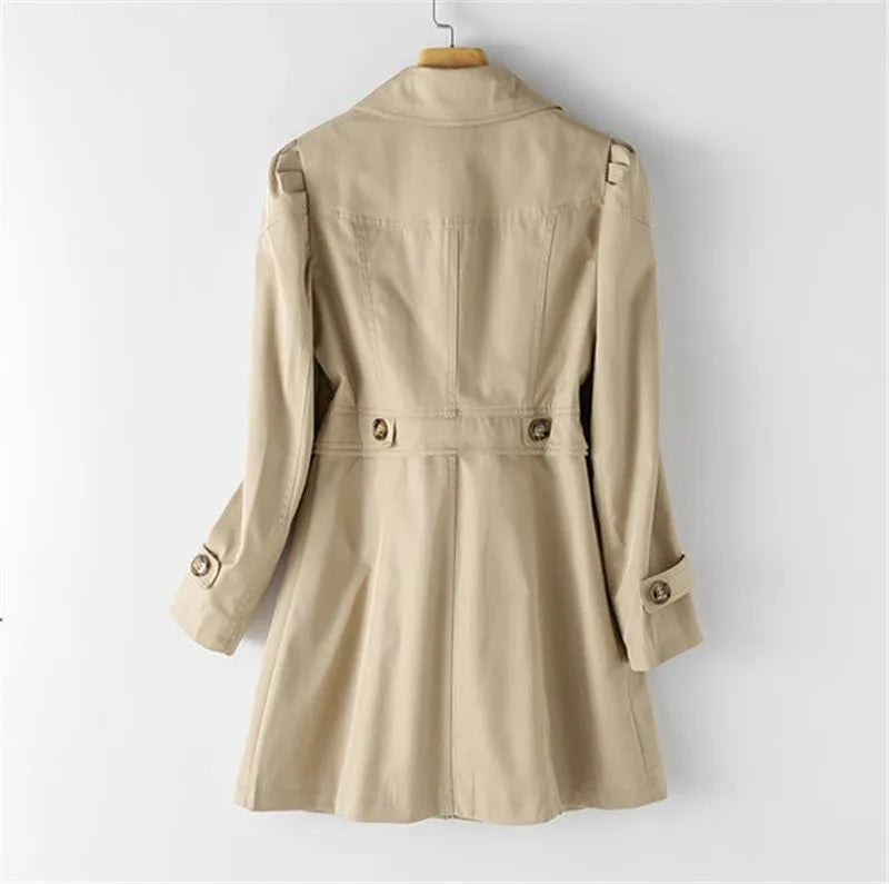 Nuriya – single-breasted trenchcoat met revers en tailleband