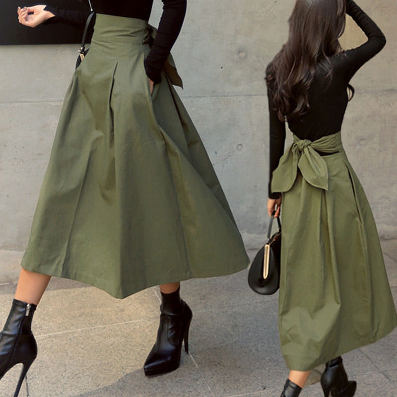 Maud – dames midirok met hoge taille