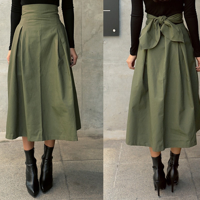 Maud – dames midirok met hoge taille