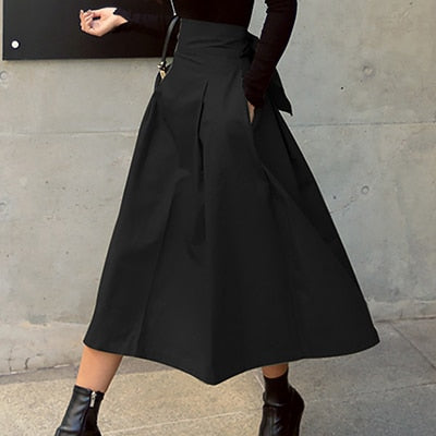 Maud – dames midirok met hoge taille