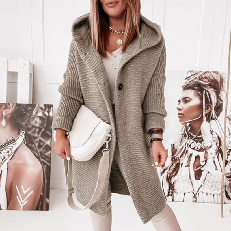 Élodie – gebreide cardigan vest van wol met lange mouwen