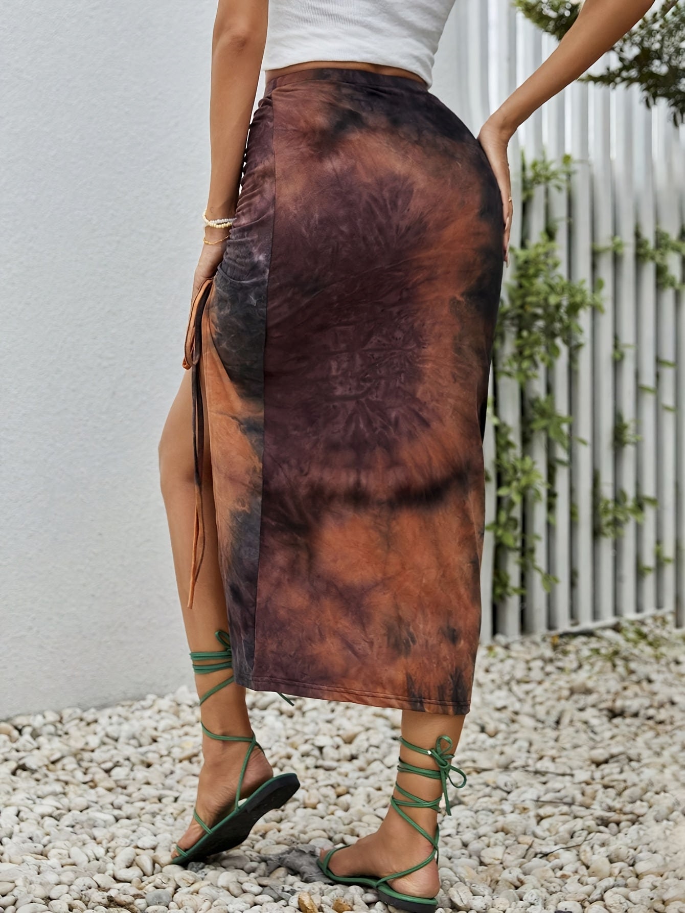 Hannah – Tie-dye zomerrok met hoge taille en split