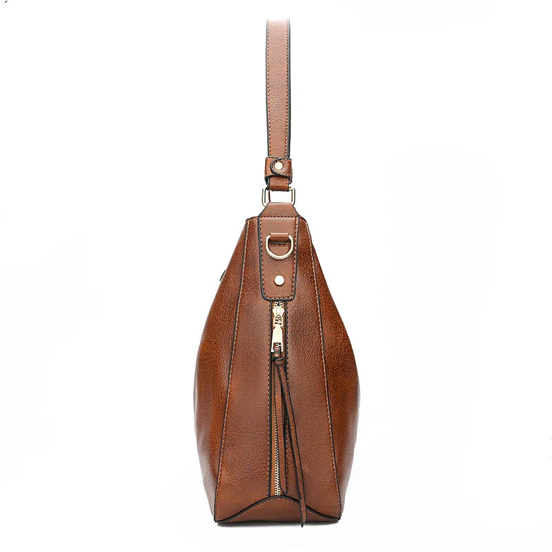 Adèle – vintage hobo tas van PU-leer met ritssluiting