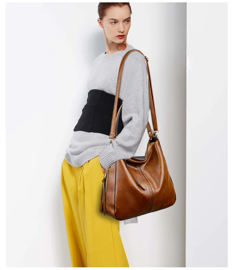 Adèle – vintage hobo tas van PU-leer met ritssluiting
