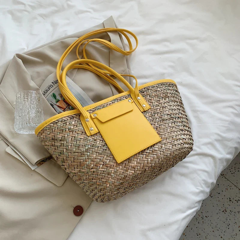 Liva – Gevlochten Tote Tas Met Leren Leren Bandjes