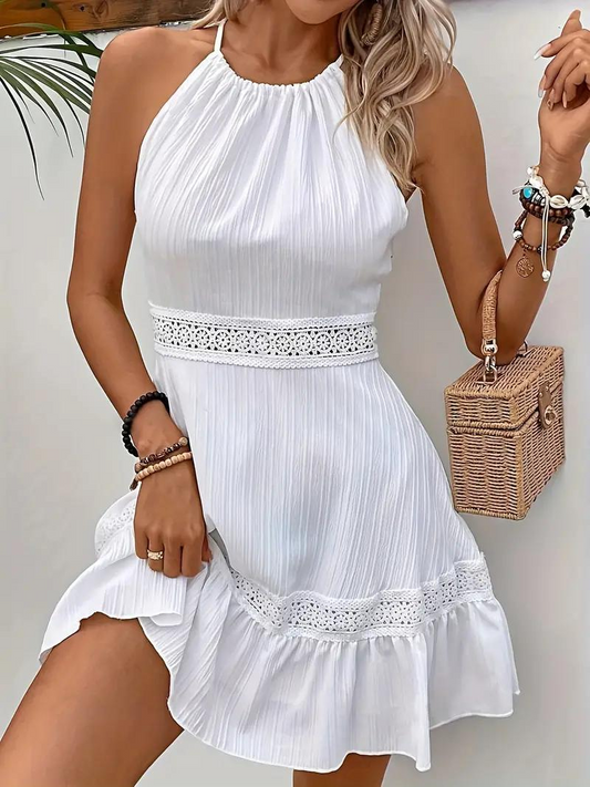 Hannah – Witte open rug zomerjurk met luchtige pasvorm