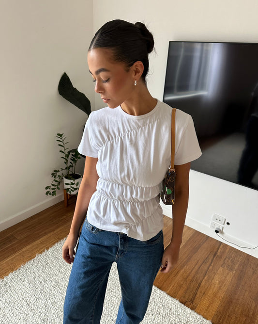 Sydney - Katoenen dames T-shirt met scrunch-details