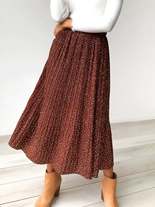 Flora – Bloemenprint midirok met hoge taille en geplooid design